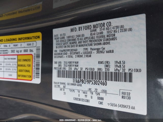 Ford Mustang Gt Fastback 2023 1FA6P8CF9P5302460 Image 9