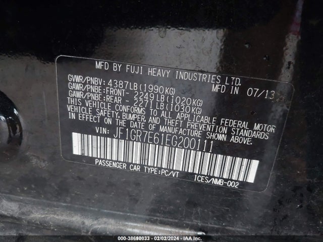 Subaru Impreza Wrx Premium 2014 JF1GR7E61EG200111 Image 9