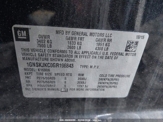 Chevrolet Suburban Ltz 2016 1GNSKJKC0GR196843 Image 9