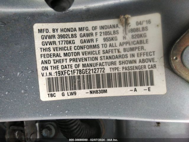 19XFC1F78GE212772 Honda Civic Ex-l