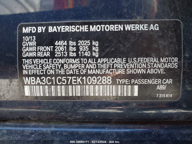 BMW 328I 2014 WBA3C1C57EK109288 Image 9