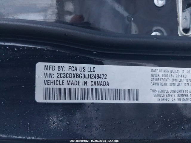 Dodge Charger Sxt Rwd 2020 2C3CDXBG0LH249472 Image 9