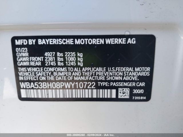 WBA53BH08PWY10722 BMW 530I