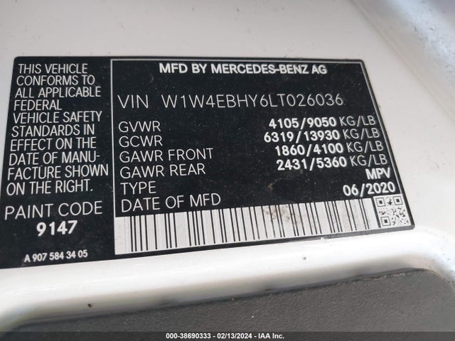 W1W4EBHY6LT026036 Mercedes-Benz Sprinter 2500 Standard Roof V6