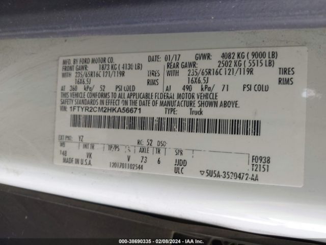 1FTYR2CM2HKA56671 Ford Transit-250