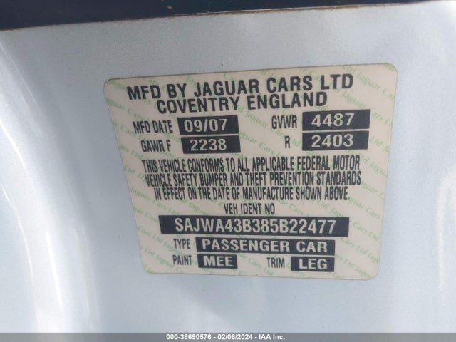 2008 JAGUAR XK SAJWA43B385B22477 Photo 8