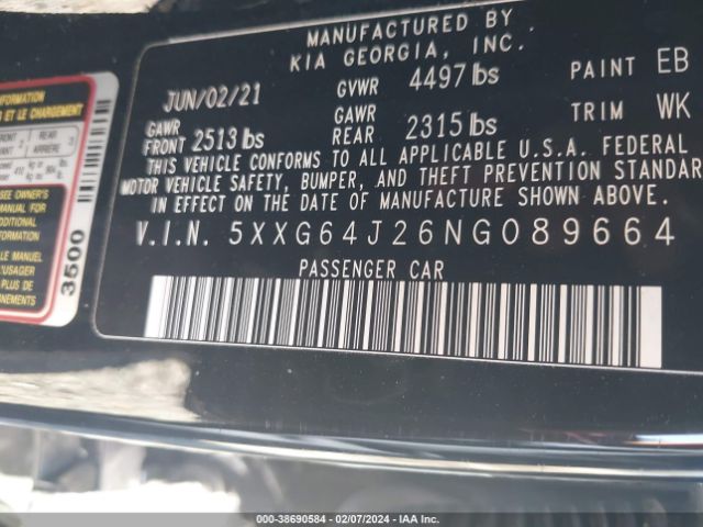 5XXG64J26NG089664 KIA K5 Gt-line