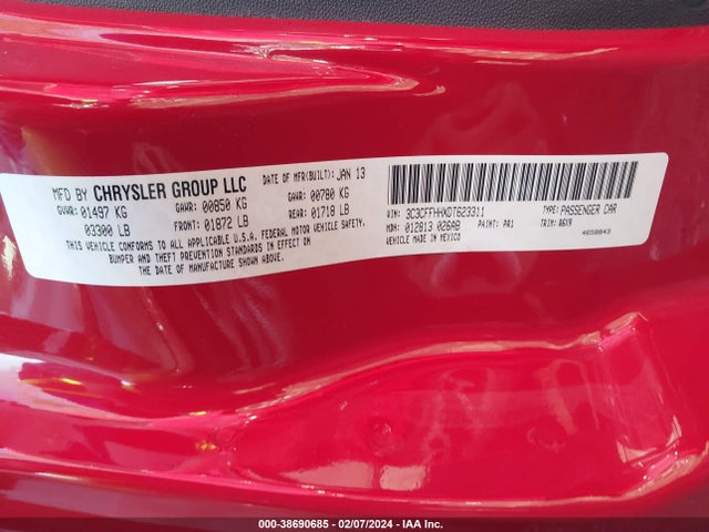 2013 FIAT 500 3C3CFFHHXDT623311 Photo 8