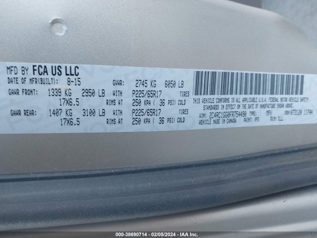 2C4RC1GG0FR754490 Chrysler Town & Country Limited Platinum