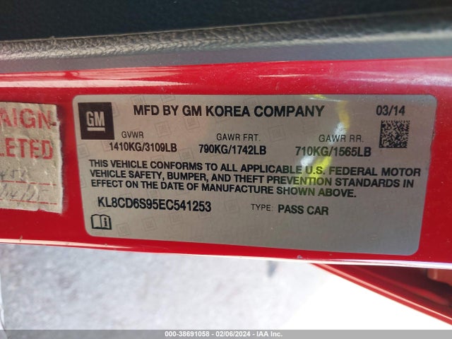 Chevrolet Spark 1lt Auto 2014 KL8CD6S95EC541253 Image 9