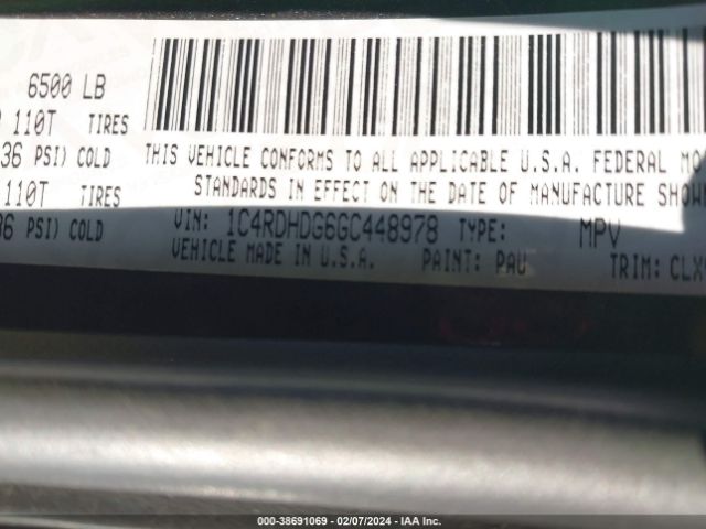 1C4RDHDG6GC448978 Dodge DURANGO LIMITED