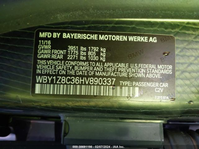 WBY1Z8C36HV890337 BMW I3 94 Ah W/range Extender