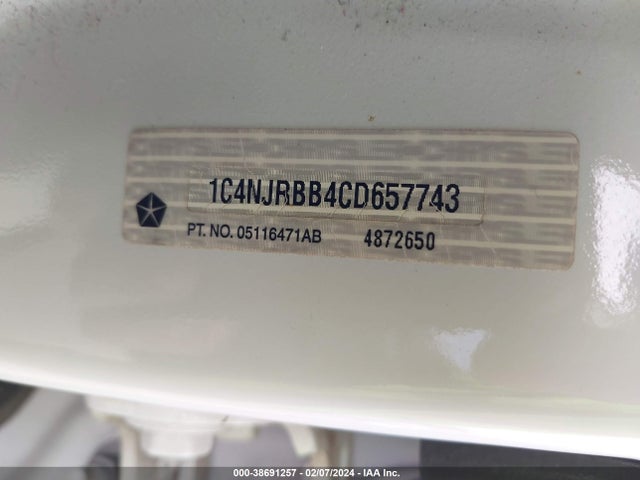 2012 JEEP PATRIOT SPORT VIN: 1C4NJRBB4CD657743