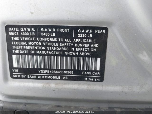 2004 SAAB 9-3 YS3FB49S641010265 Photo 8