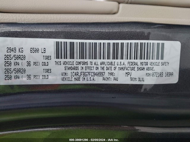 Jeep Grand Cherokee Limited 2015 1C4RJFBG7FC940997 Image 9