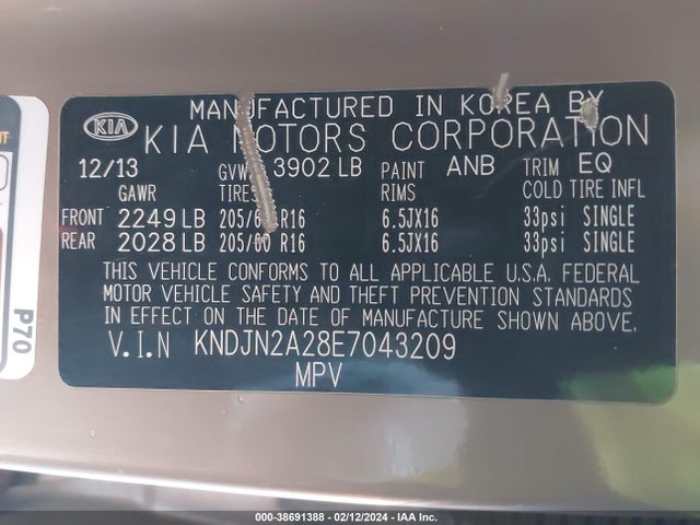 KIA Soul ! 2014 KNDJN2A28E7043209 Image 9