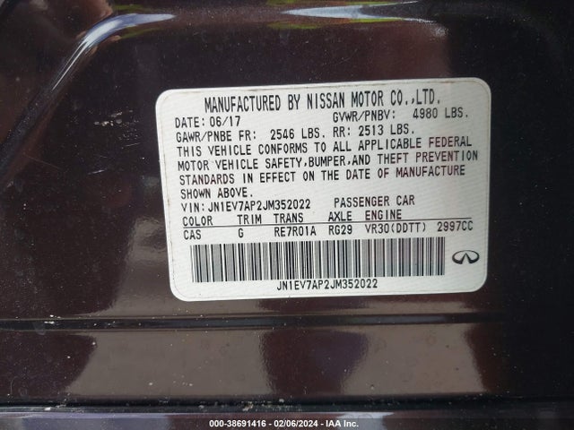JN1EV7AP2JM352022 Infiniti Q50 3.0t Luxe