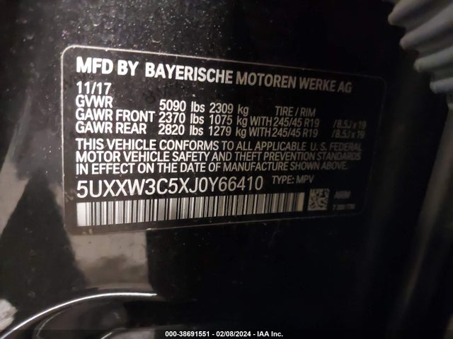5UXXW3C5XJ0Y66410 BMW X4 Xdrive28i
