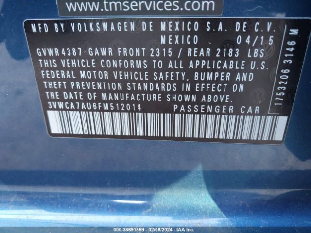 3VWCA7AU6FM512014 Volkswagen Golf Sportwagen Tdi S 4-door