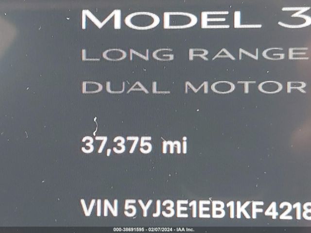 5YJ3E1EB1KF421891 Tesla Model 3 Long Range/performance