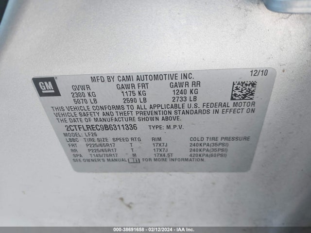 2011 GMC TERRAIN SLE-1 VIN: 2CTFLREC9B6311336