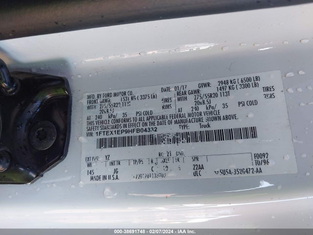 Ford F-150 Xl 2017 1FTEX1EP9HFB04332 Image 9