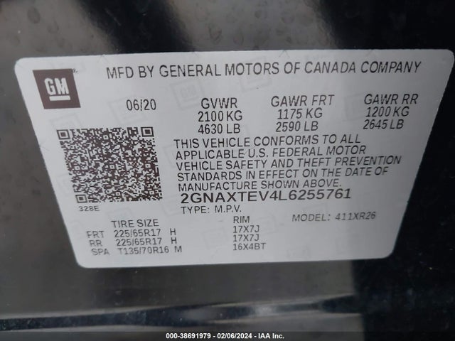 Chevrolet Equinox Awd 2fl 2020 2GNAXTEV4L6255761 Image 9