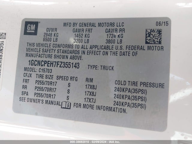 Chevrolet Silverado 1500 Wt 2015 1GCNCPEH7FZ355143 Image 9