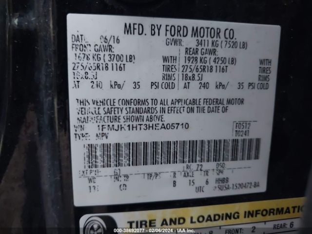1FMJK1HT3HEA05710 Ford Expedition El Xlt