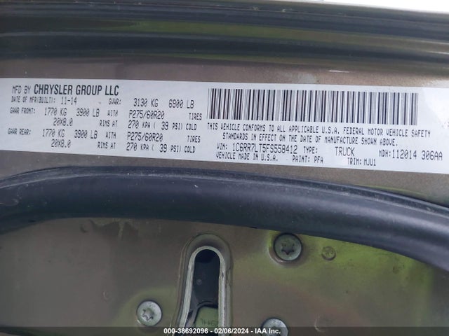RAM 1500 Big Horn 2015 1C6RR7LT5FS558412 Image 9