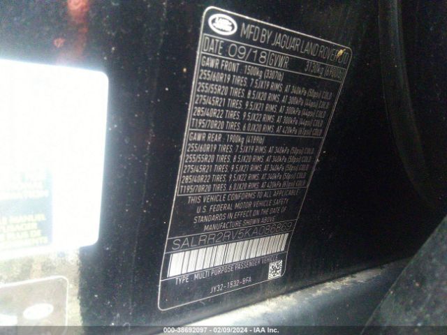 SALRR2RV5KA086869 Land Rover Discovery Hse
