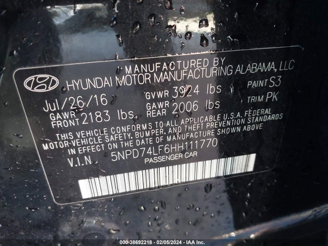 Hyundai ELANTRA SE 2017 5NPD74LF6HH111770 Image 9