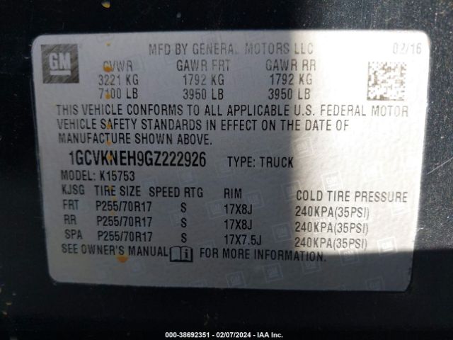 1GCVKNEH9GZ222926 Chevrolet Silverado 1500 Wt