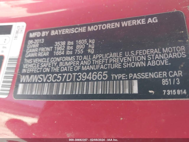 2013 MINI HARDTOP WMWSV3C57DT394665 Photo 8