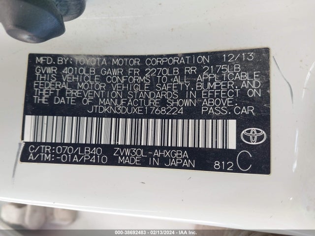 Toyota Prius Four 2014 JTDKN3DUXE1768224 Image 9