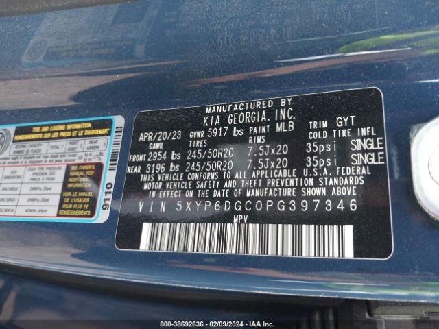 5XYP6DGC0PG397346 KIA Telluride S