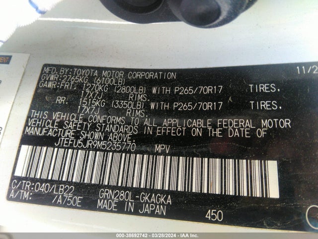 Toyota 4runner Sr5 Premium 2021 JTEFU5JR9M5235770 Image 9