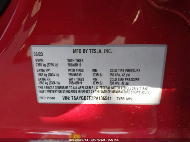 2023 TESLA MODEL Y 7SAYGDEE2PA136541 Photo 8