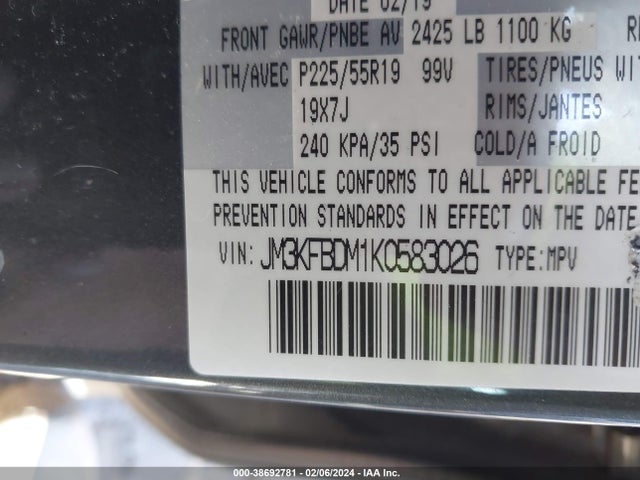Mazda Cx-5 Grand Touring 2019 JM3KFBDM1K0583026 Image 9
