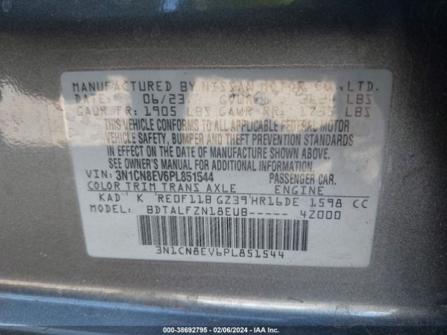 3N1CN8EV6PL851544 Nissan Versa 1.6 Sv Xtronic Cvt