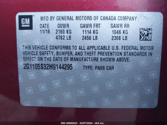 2G1105S32H9144295 Chevrolet IMPALA 1LT