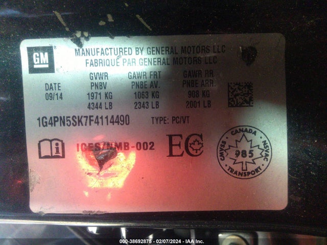 Buick Verano 2015 1G4PN5SK7F4114490 Image 9