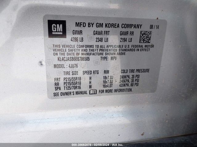KL4CJASB6EB786505 Buick Encore