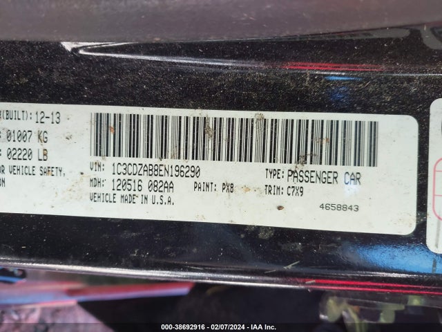 2014 DODGE AVENGER SE VIN: 1C3CDZAB8EN196290