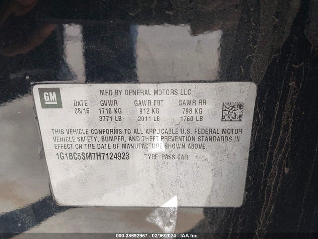 Chevrolet Cruze Ls Auto 2017 1G1BC5SM7H7124923 Image 9