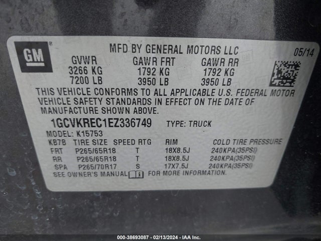 Chevrolet Silverado 1500 2lt 2014 1GCVKREC1EZ336749 Image 9