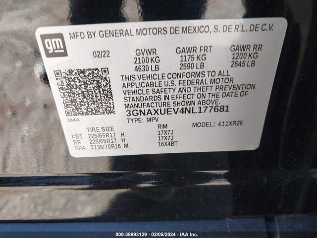 Chevrolet Equinox Awd Lt 2022 3GNAXUEV4NL177681 Image 9