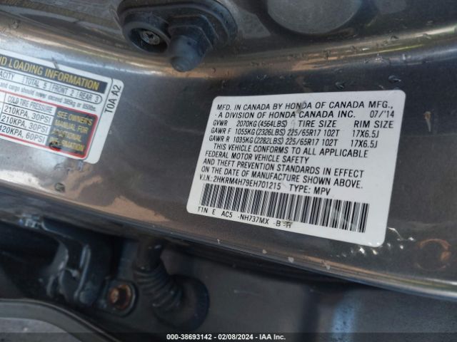 2HKRM4H79EH701215 Honda Cr-v Ex-l