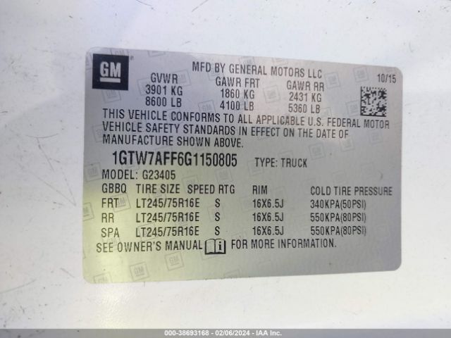 1GTW7AFF6G1150805 GMC Savana 2500 Work Van