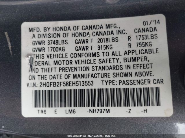2HGFB2F58EH513553 Honda Civic Lx